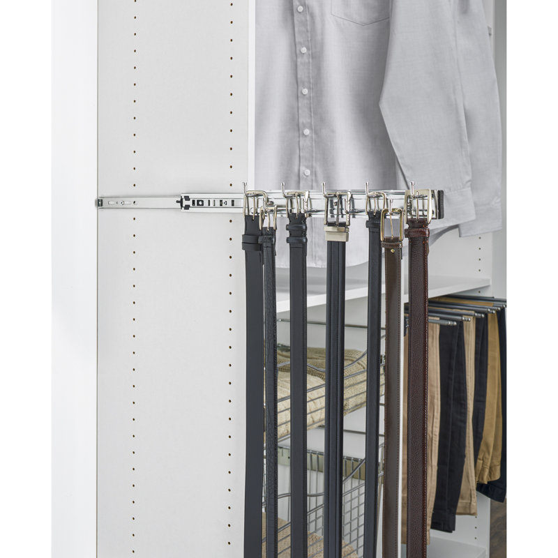 Rev-A-Shelf Sliding Pullout Rack Organizer for Belt, Tie, and Scarf Closet Storage, Chrome , Chrome, 1.88"H x 14"W x 2.5"D