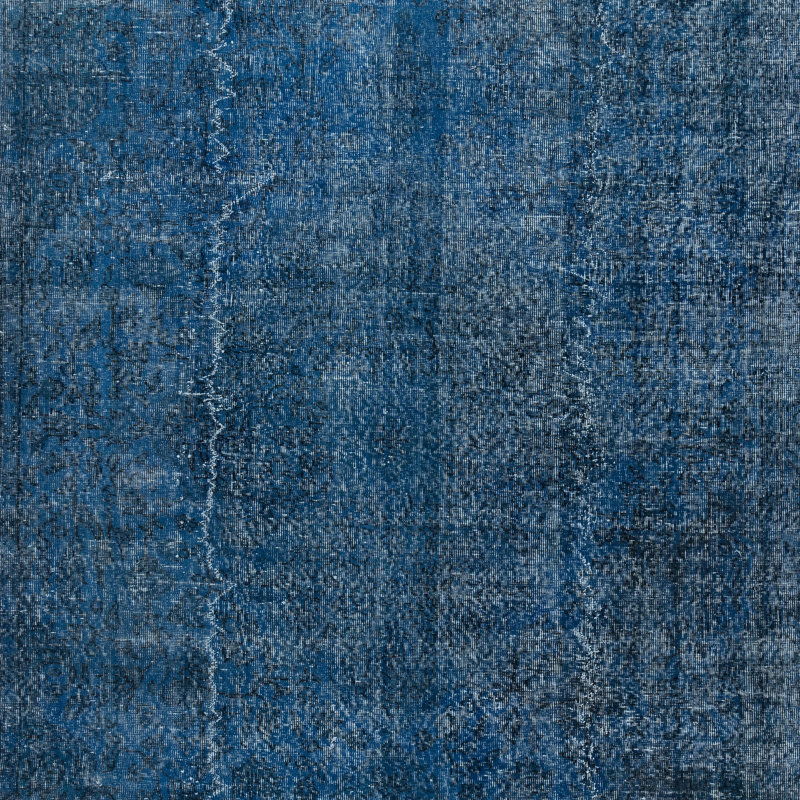 Tapis bleu marine fait à la main 7,5 x 12 pi pour salon, grand tapis turc moderne