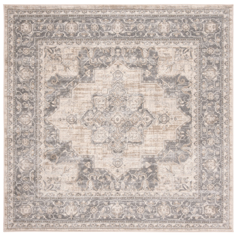 Hogan Oriental Area Rug, Cream/Grey, Square 201 cm