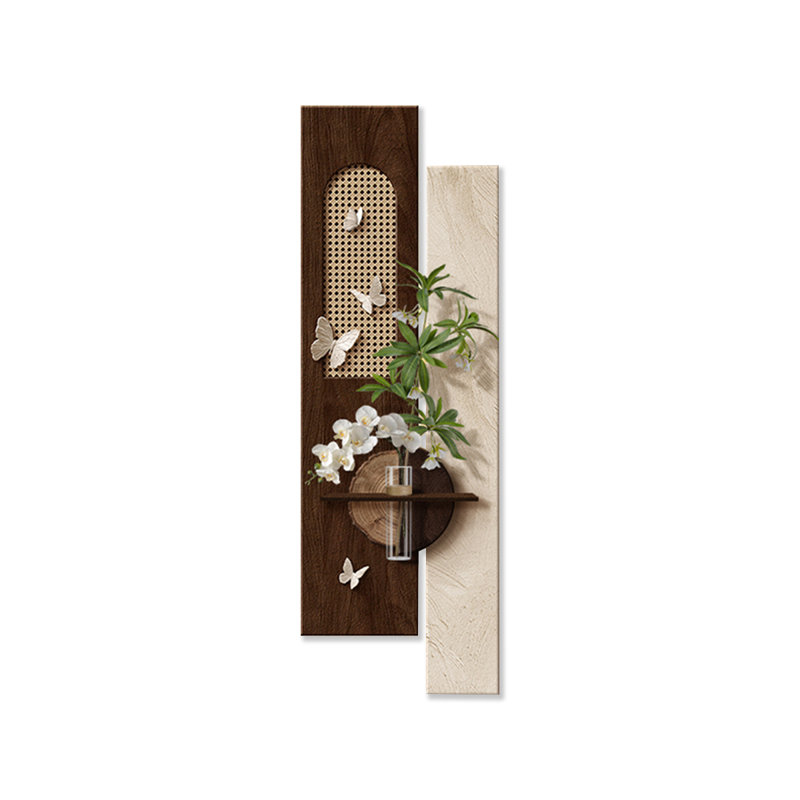 Art mural en bois massif blanc et grès rectangulaire blanc, H 39,37 po x l 12,99 po