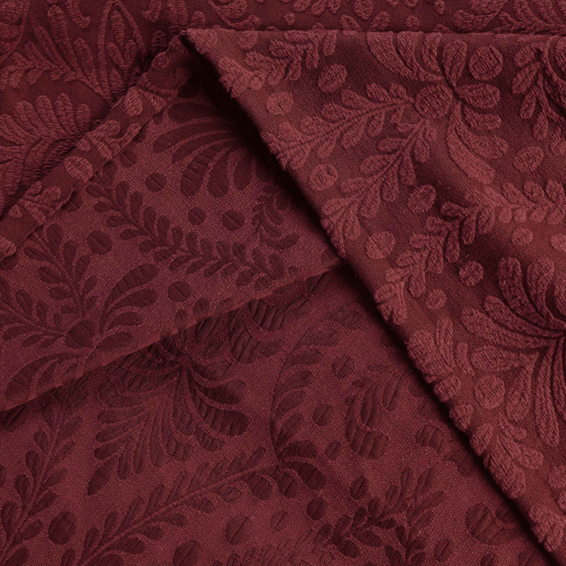 Aspen Floral Scalloped Edge Cotton Blend Coverlet / Bedspread with Sham Set, King, Burgundy