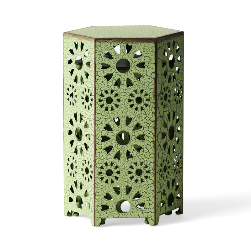 2 tables d'appoint d'extérieur 2 pièces - en fer, découpées, finition craquelée, différentes tailles pour les tubes de patio et de maison, design, espace