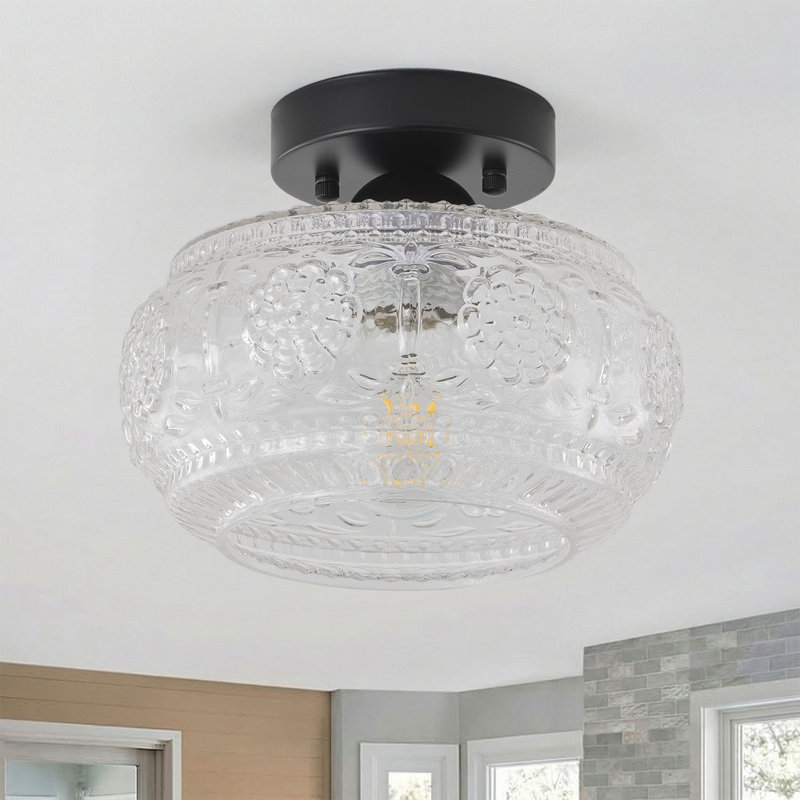 1-lamp Dimmable Clear Glass Flush mount light