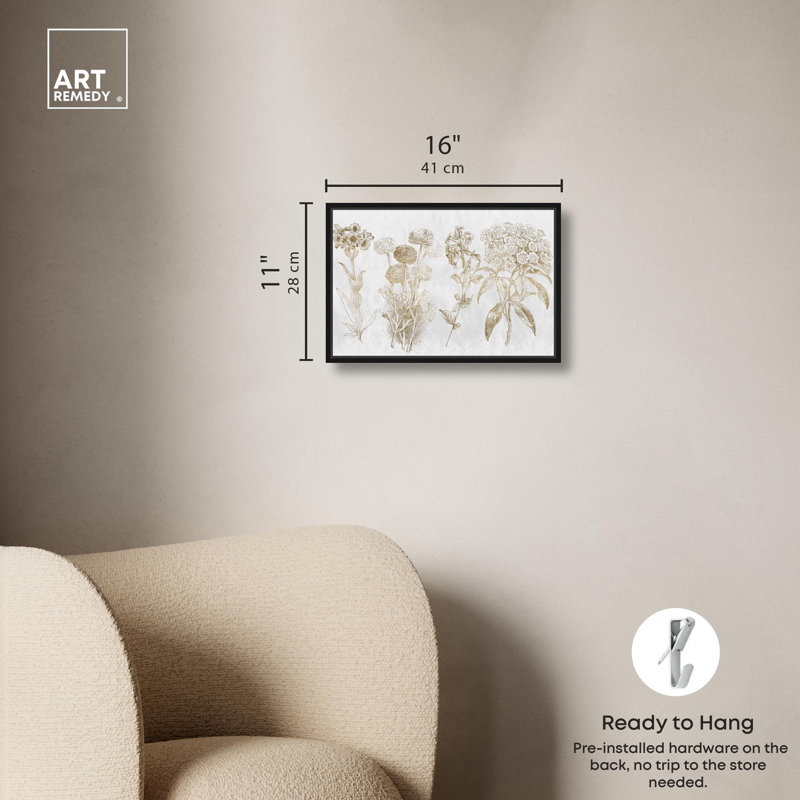 Toile quadruple Floral sélection par Art Remedy, H 11 po x l 16 po, Noir, Cadre flottant