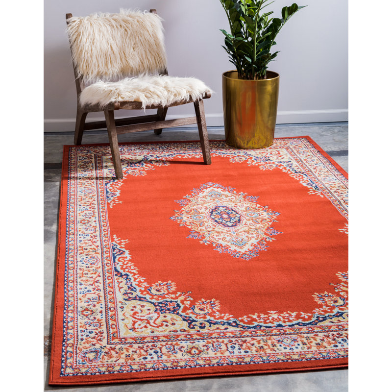 Tapis oriental noir Balthrop, Rectangle 4 pi 1 po x 6 pi 1 po, Terracotta Red