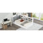 Lit plateforme simple en bois avec tête de lit avec rangement, tablettes et 2 tiroirs, blanc-1976220254-1976220240