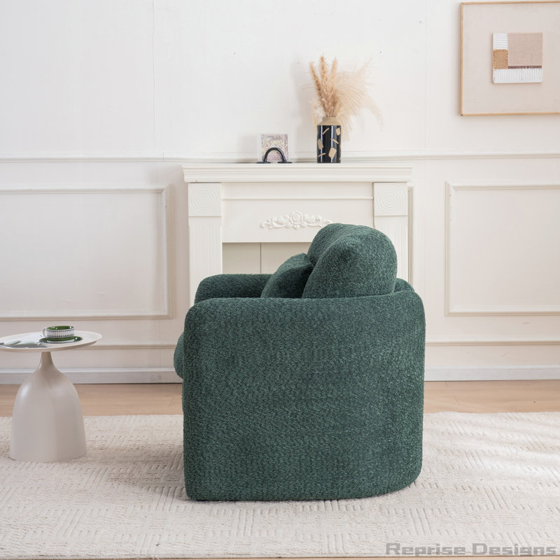 Chaise de coin ronde ronde avec coussin pour espaces modernes, Vert