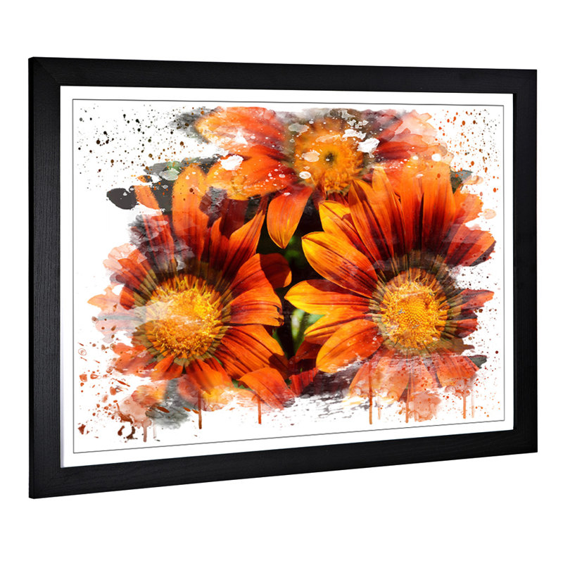 Orange Flower - Wall Art, 45cm H x 62cm W, Framed Picture