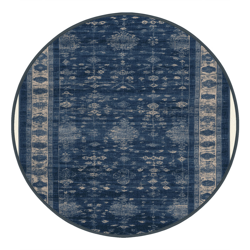 Machine Washable Overdyed Gray Area Rug, Round 4'