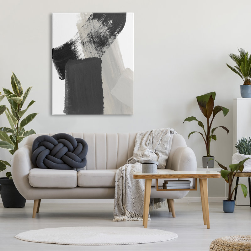 Black & Beige Abstract On Canvas by Lanie Loreth Print, 48" H x 36" W x 1.5" D