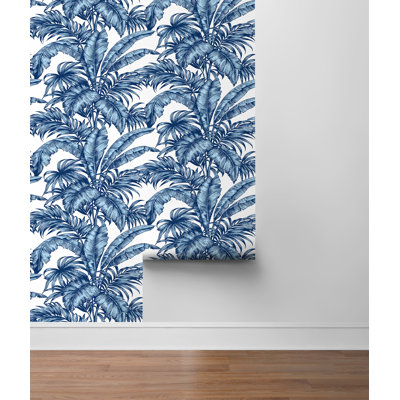 Seabrook Designs Bevan Tropical Leaves Non-Woven Unpasted Wallpaper