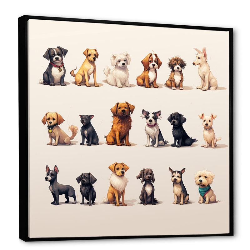 Reproduction d'art mural gris chiot de chambre de bébé II - animaux, Cadre flottant noir, H 30 po x l 30 po x P 1,5 po