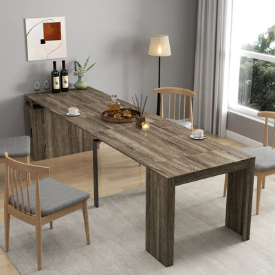 Table de salle à manger extensible moderne multifonctionnelle avec prise de courant, table extensible peu encombrante avec rangement pour fêtes, mariages, réunions et célébrations