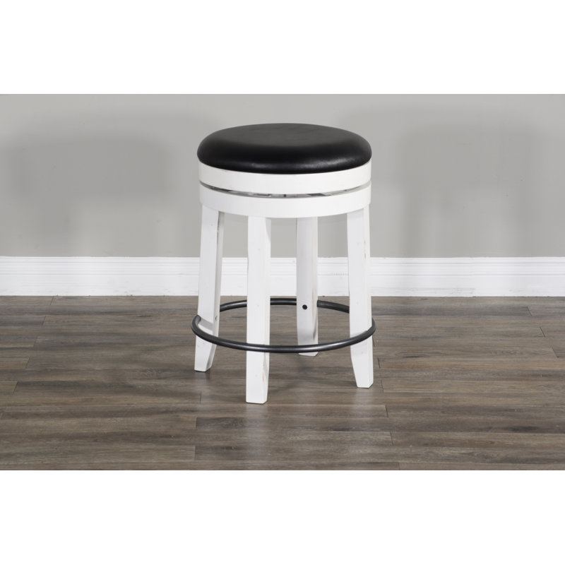 Schneck Swivel Upholstered Counter Stool with Solid Wood Frame, Counter Stool (24” Seat Height), European Cottage