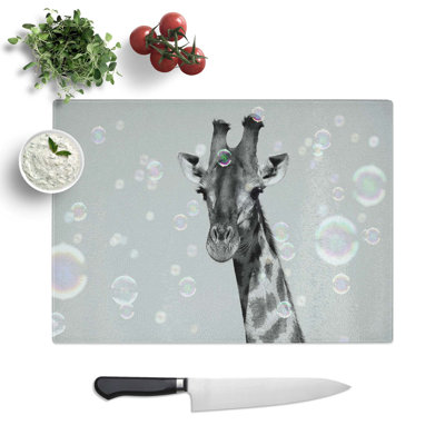 Glass Giraffe Through The Bubbles Chopping Board