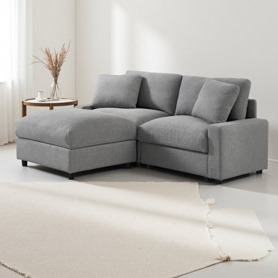 Canapé d'angle modulaire en forme de L de 183 cm, ensemble canapé nuage 2 places avec pouf amovible, 3 rangements et combinaisons personnalisables, canapé en polyester pour salon