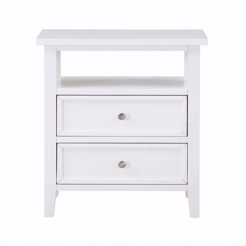 Table de chevet 2 tiroirs, Blanc