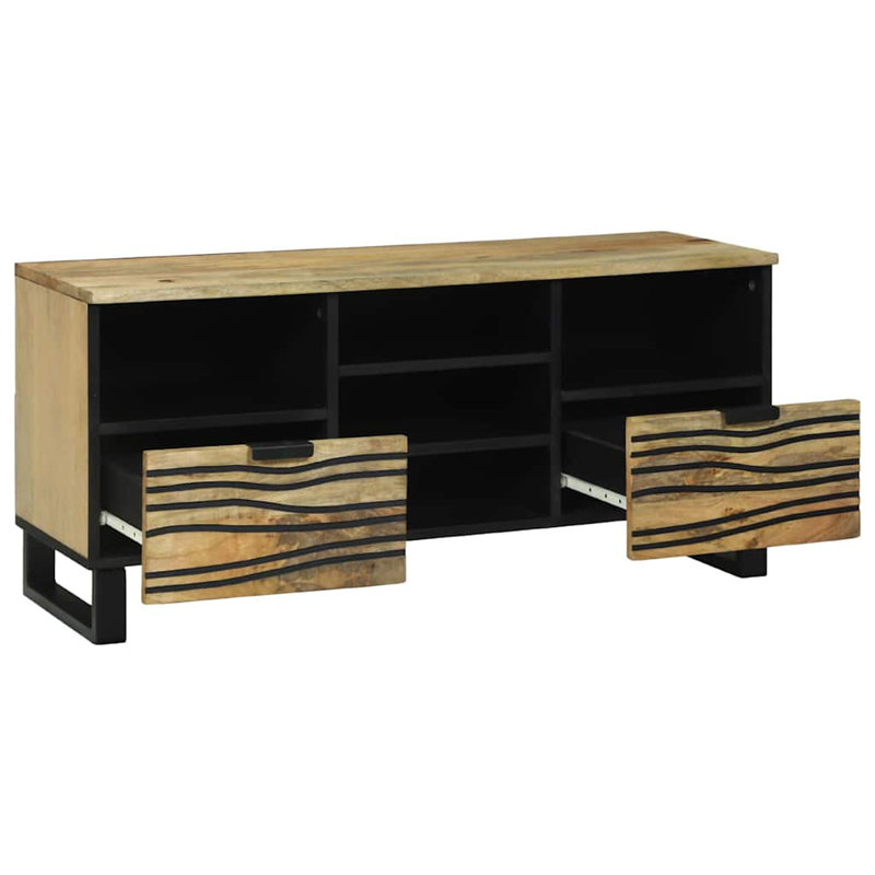 TV Cabinet With Drawer 100 X 33 X 46 Cm Solid Mango Wood, Natural