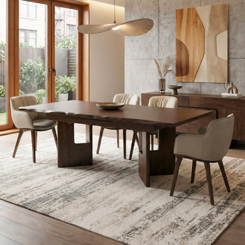Rozella 7-Piece Solid Wood Extendable Dining Table Set With Arm Chairs, 5 pièces: table, 4 chaises
