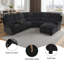 Ensemble de canapé modulaire inclinable en chenille gris et noir