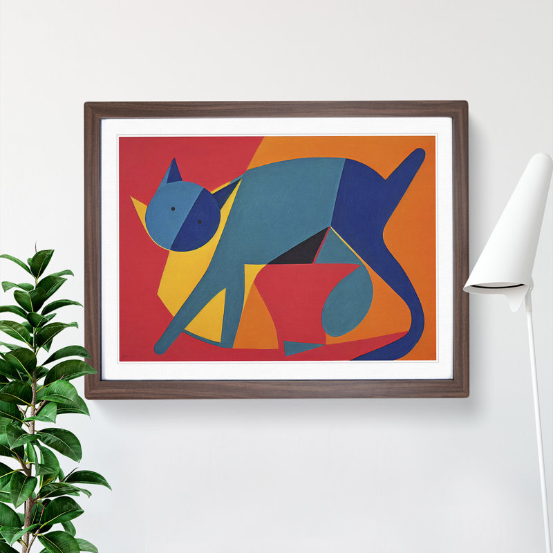 Abstract Cat Vol.1 - Framed Print, 25cm H x 34cm W x 2cm D, Walnut