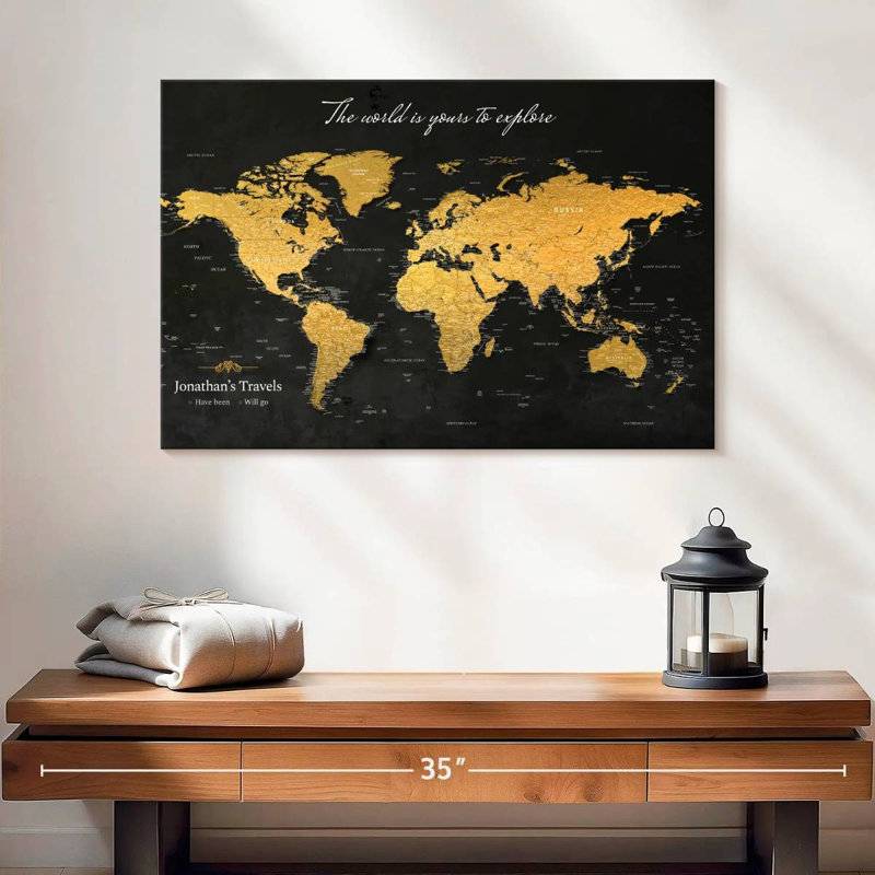 Carte du monde personnalisée Explore I Push Pin, H 16 po x l 24 po, Oui