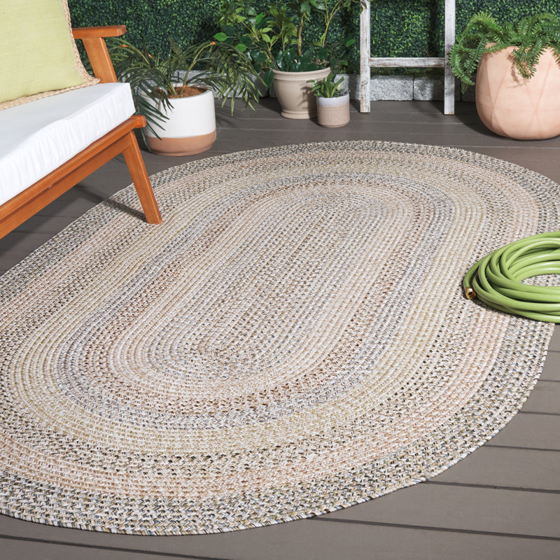 Chirico Woven Performance Machine Washable Performance Geometric Indoor/Outdoor Area Rug, Oval 5' x 8'