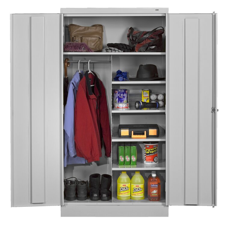 Broom Closet Storage Cabinet with 4 Adjustable Shelves - 36W x 24D x 72H