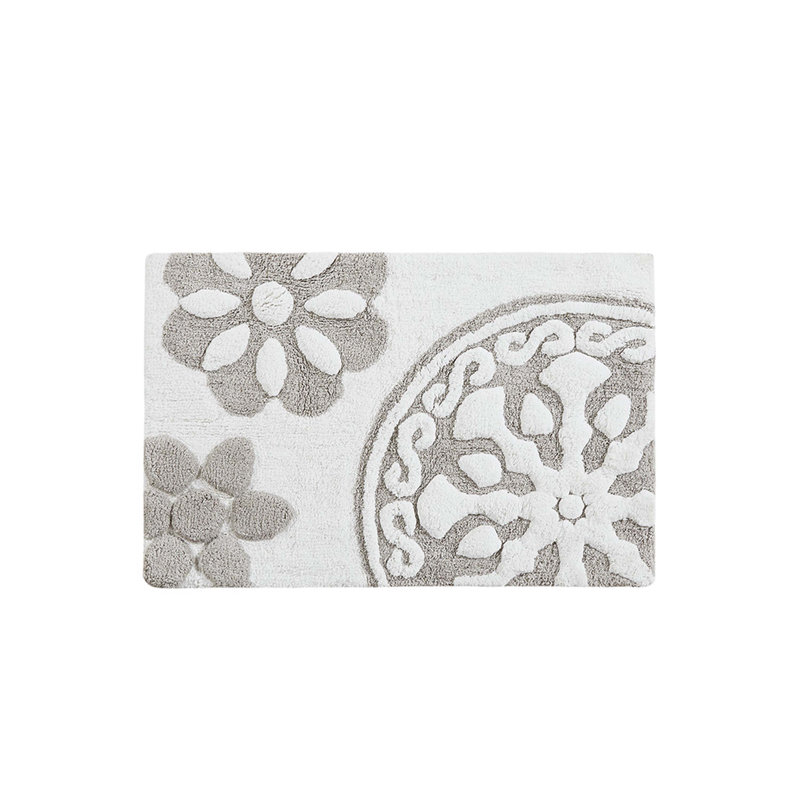 Tapis de bain en coton touffeté Medallion, Taupe
