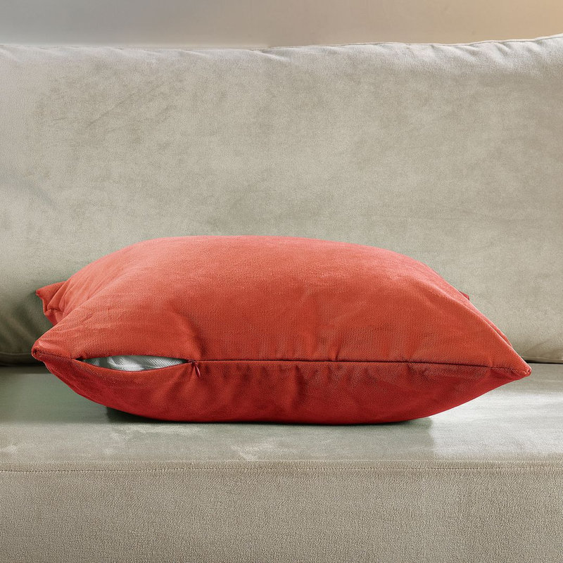 Housse de coussin en velours mat 1pc, Carré 12 po, Saumon