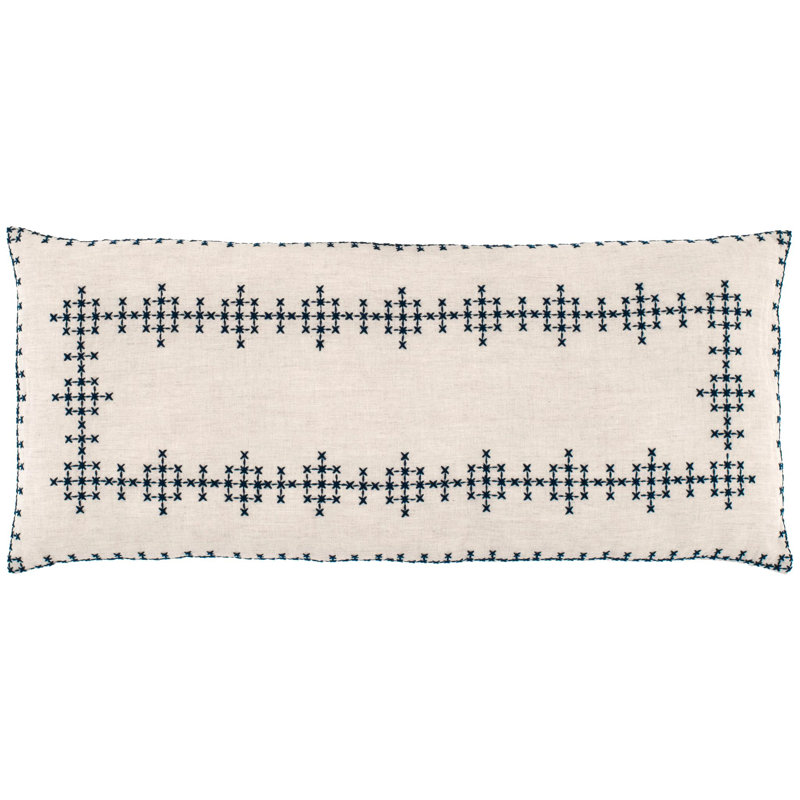 Linen Blend Lumbar Rectangular Throw Pillow Cover