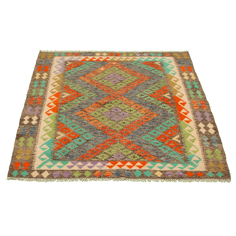 Tapis décoratif en laine noué à la main de conception unique 5 pi x 6 pi 2 po noué à la main New Age