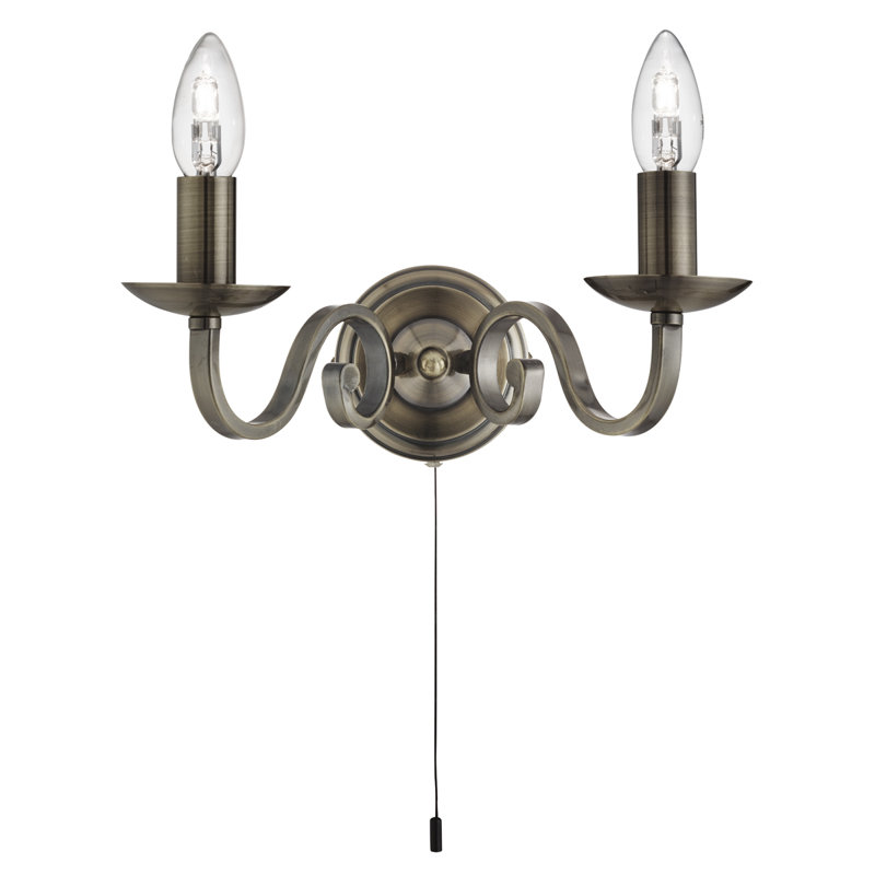 Bergen Candle Wall Light, Antique Brass