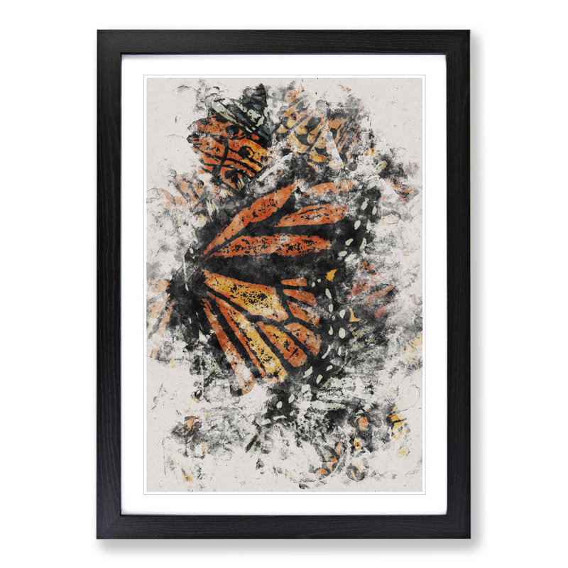Monarch Butterflies Vol.1 Watercolour - Picture Frame Graphic Art, 48cm H x 36cm W x 2cm D, Black Framed