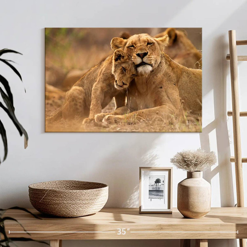 Lioness And Cub, 16" H x 24" W
