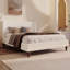 Lit plateforme tapissier moderne ivoire avec tête à oreilles et pieds en bois de noyer-636167646-636167632