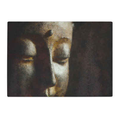 Tempered Glass Golden Buddha Statue Chopping Board