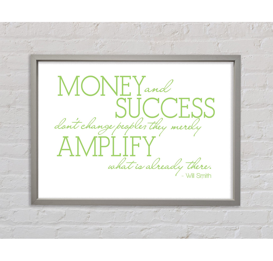 Will Smith Money And Success Lime Green - Einzelner Bilderrahmen Typografie auf Leinwand