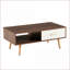 Table basse en noyer avec pieds en bois massif, capacité de 220 lb Tiroir coulissant