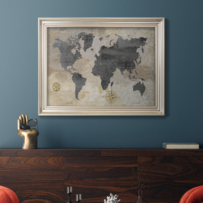 Carte du monde modélisée - reproduction d'art sur toile, L 25 po x H 21 po