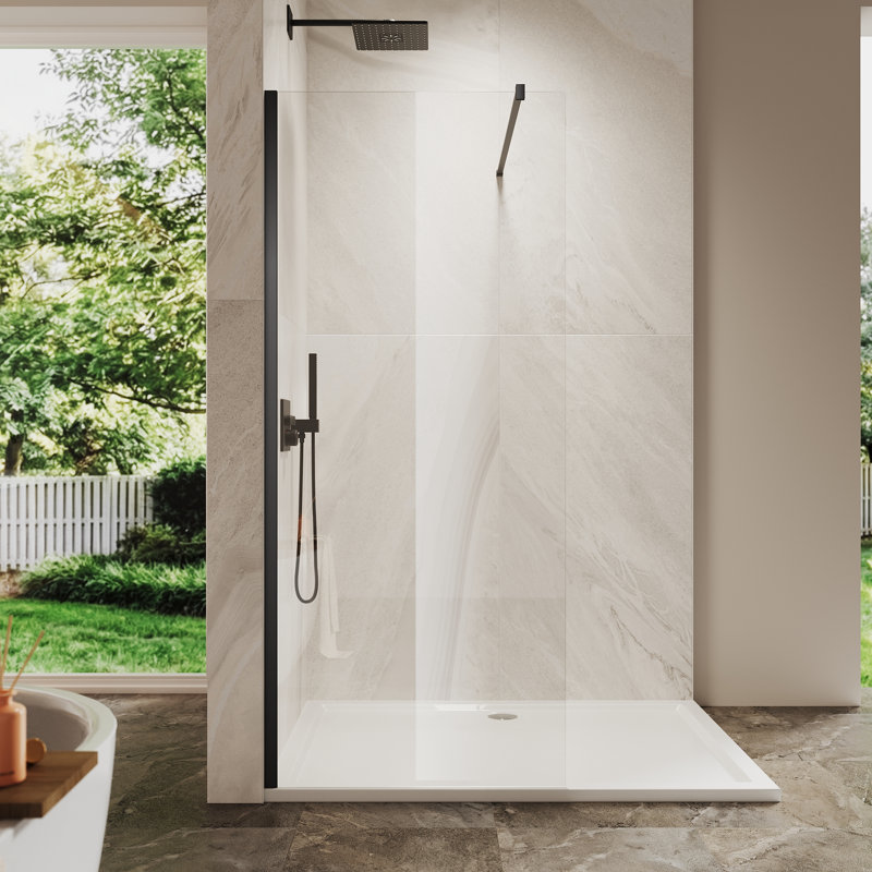 32" x 74"H Frame-less Shower Screen with 8mm Easy-clean Clear Glass