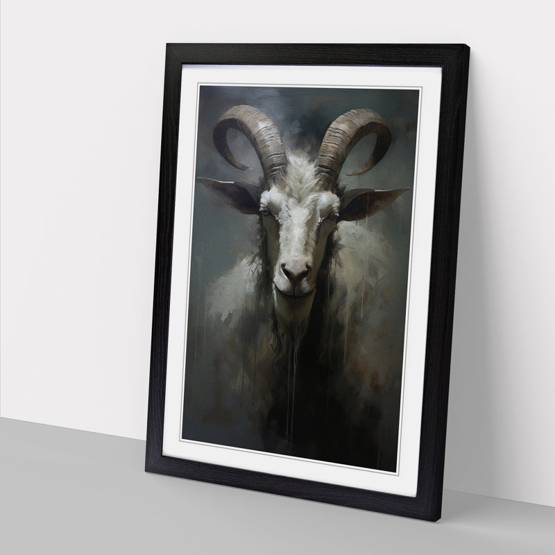 Goat Gestural - Framed Print, Black, 34cm H x 25cm W x 2cm D