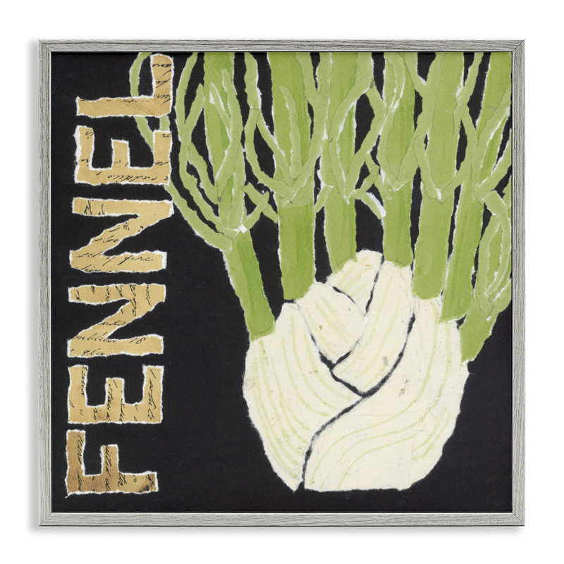 Giclée encadrée de légumes-racines Fenouil, design par Nancy Overton, Estampe numérique Farmhouse, H 12 po x l 12 po