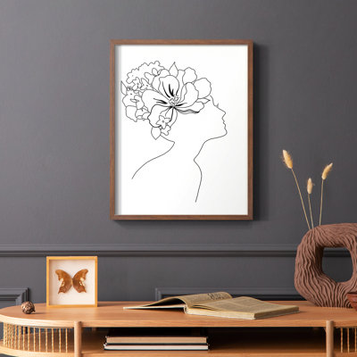 Croquis floral Fashion I, reproduction encadrée - bois massif