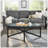 Glass Coffee Table with Solid Wood Base-458493443-443093451