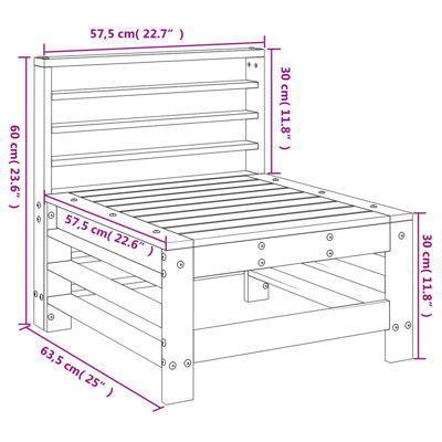 57.5 cm W Solid Wood Patio Sofa