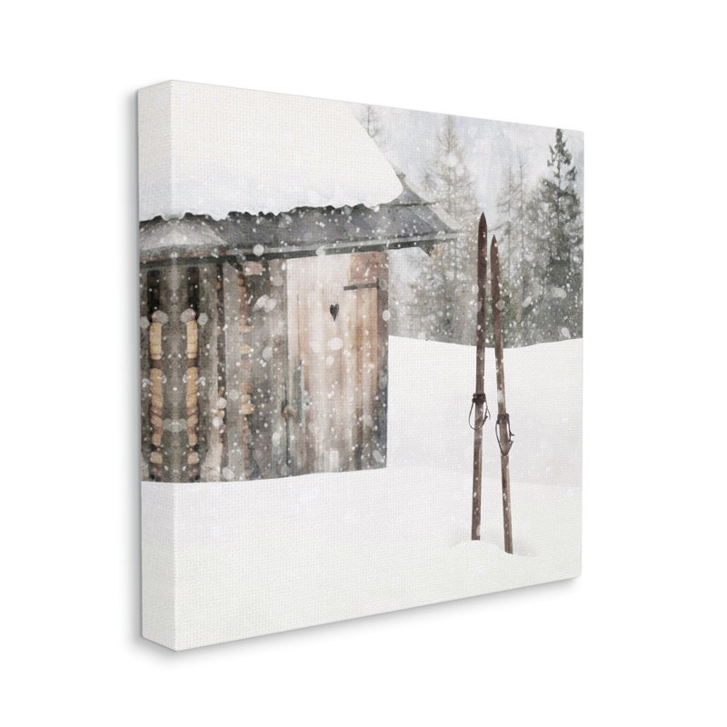 «Winter Cabin», impression sur toile, Giclée encadrée blanc bord de mer, H 24 po x l 24 po x P 1,5 po