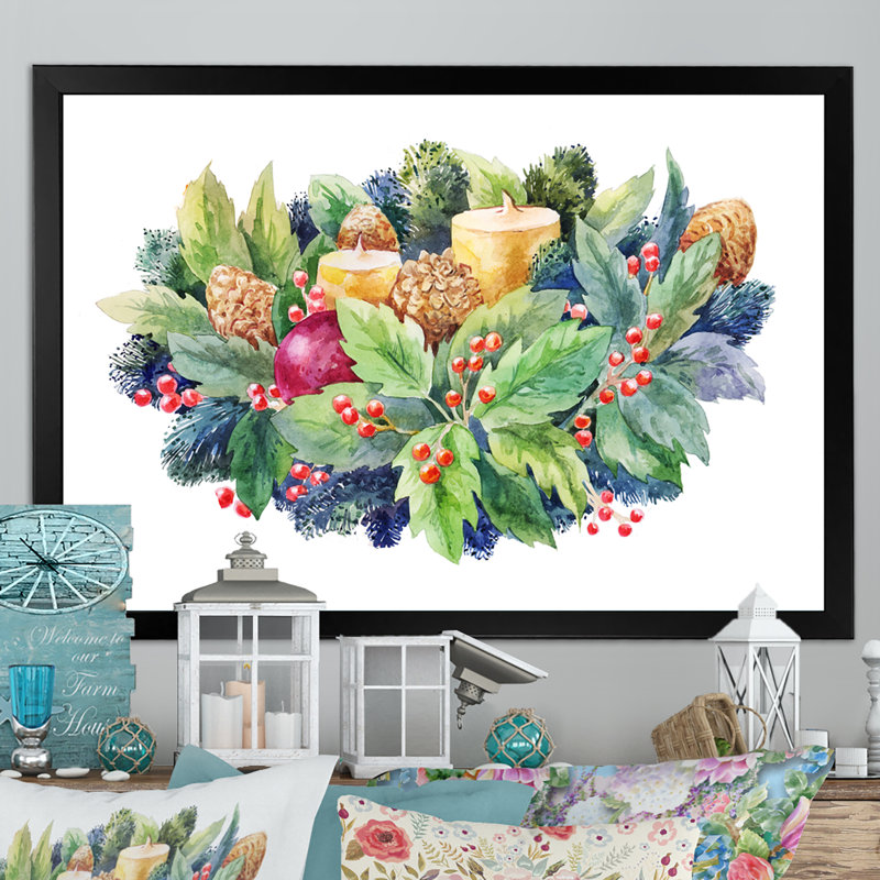 «Elegant Christmas Plant Composition», reproduction sur toile flottante, Cadre noir, H 16 po x l 32 po x P 1 po