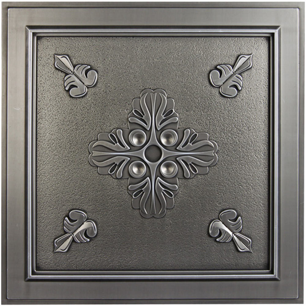 Belfast 23.75'' L x 23.75'' W Vinyl Ceiling Tile In Antique Nickel (Set of 10) uDecor