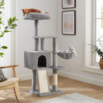 53.2" Crewkerne Multi-Level Cat Tree with Sisal Scratching Post, Ramp and Perch Bed